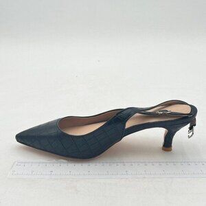 Black Crocodile Printing Low Heels Office Pumps Pointed Toe Slingback Comfy Shoe